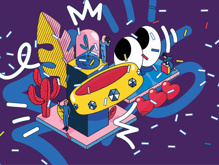 Illustration som beskriver klustret konst, kreation och mode